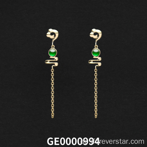 18K echte Gold Imperial Green Jadeitohrringe